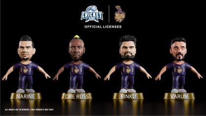 Chanak Cricket Icons Action Figure Assorted Kolkata Knight Riders Collectible Miniature, IPL Edition 360° Rotatable Head, KKR Cricket Player for Fans & Kids, Perfect Gift & Collectors Pack of 4