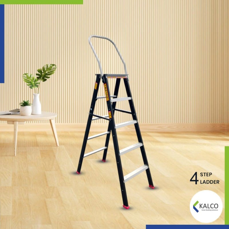 4 Step Ladder, Foldable with Top Support Handle and Top Metal Plate (Model: K-7023 in Medium)