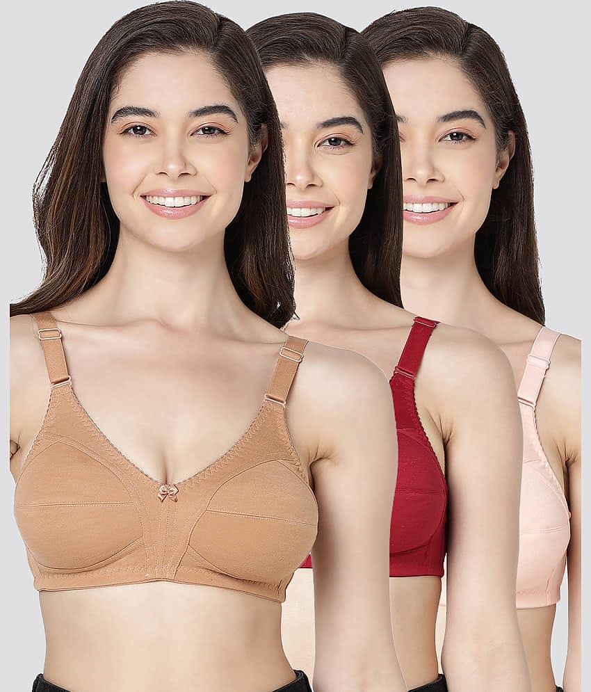 Kalyani Pack of 3 Cotton Blend Non Padded Women's Minimizer Bra ( Multicolor ) ANAYA