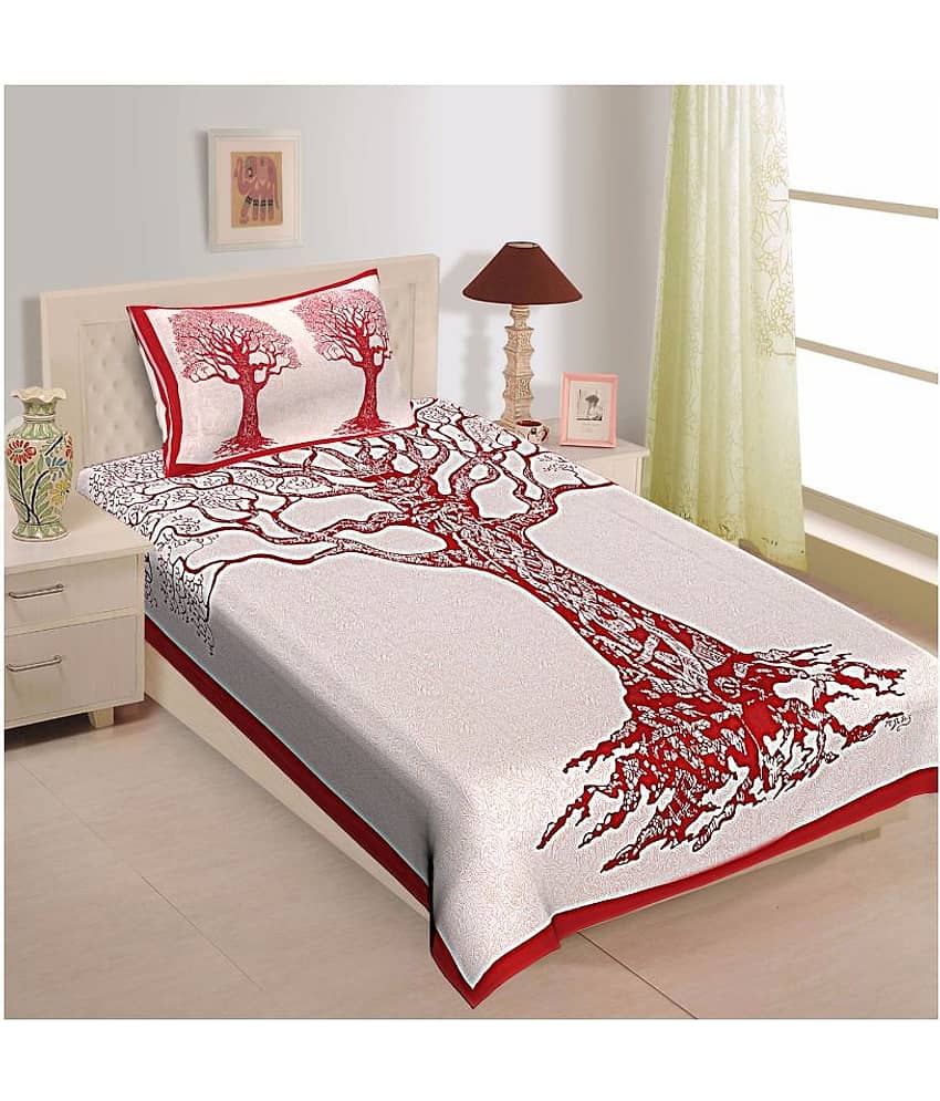 Uniqchoice Cotton Single Bedsheet with 1 Pillow Cover ( 225 cm x 153 cm )