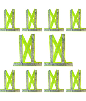 "High Reflective Cross Belt High Visibility Safety Jacket  ( PACK OF 10)(GREEN) Green Safety Jacket