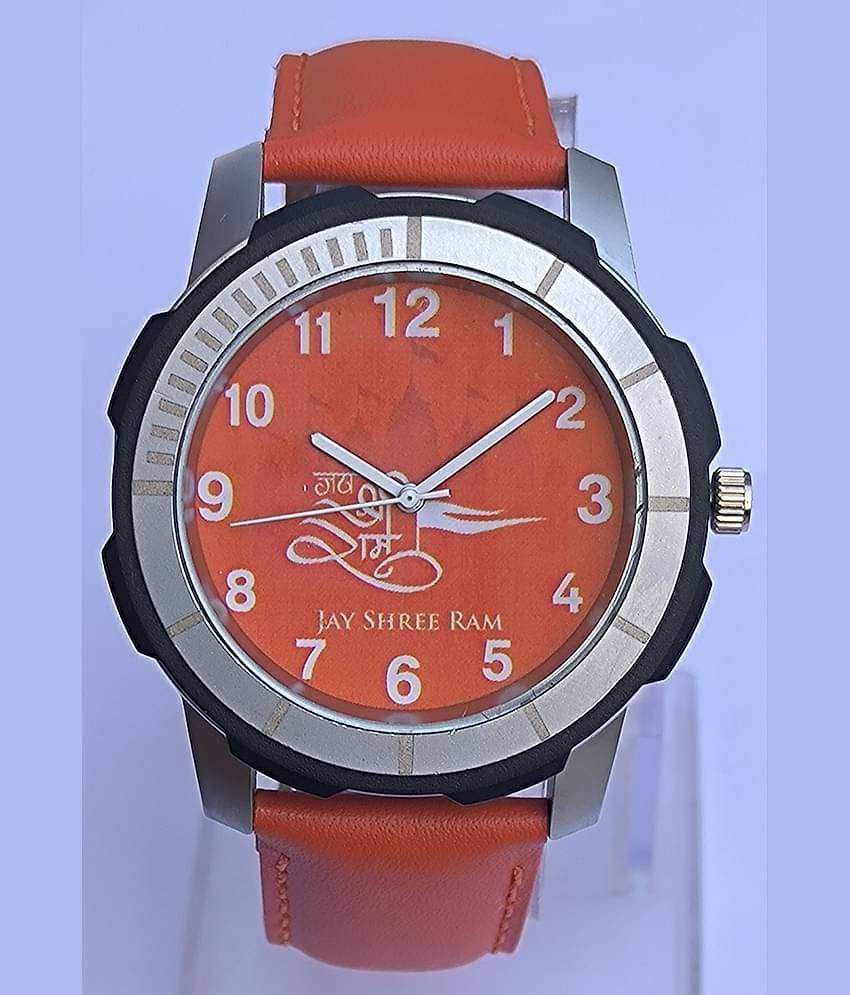 Reboot Orange Leather Analog Men's Watch