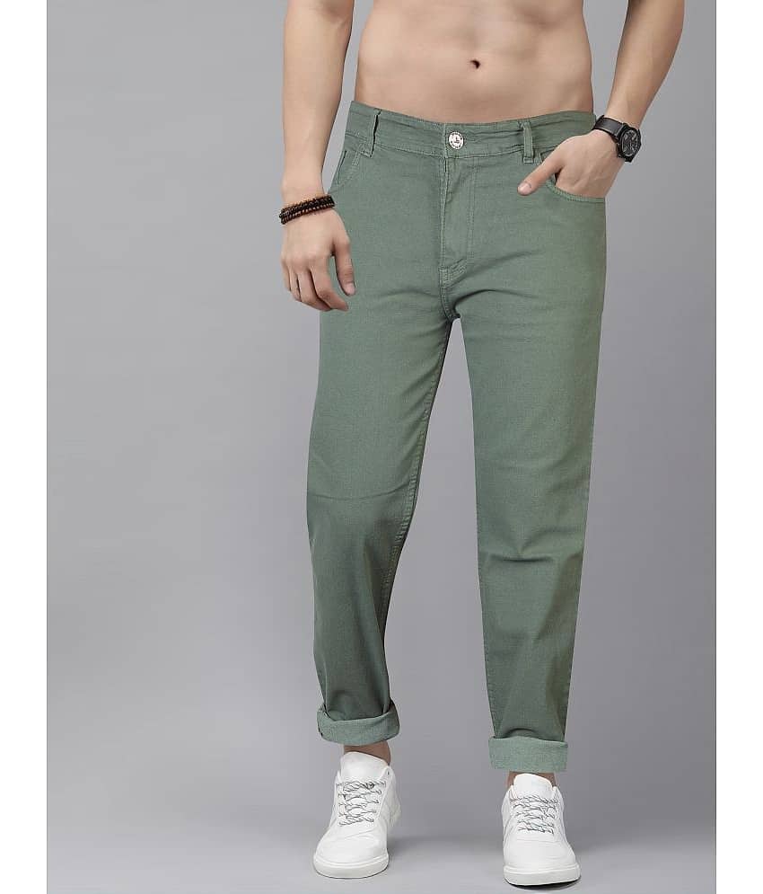 JB JUST BLACK Regular Fit Cuffed Hem Men's Jeans - Green ( Pack of 1 )