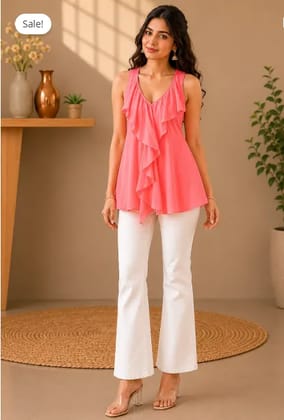 Coral Charm Ruffle Top