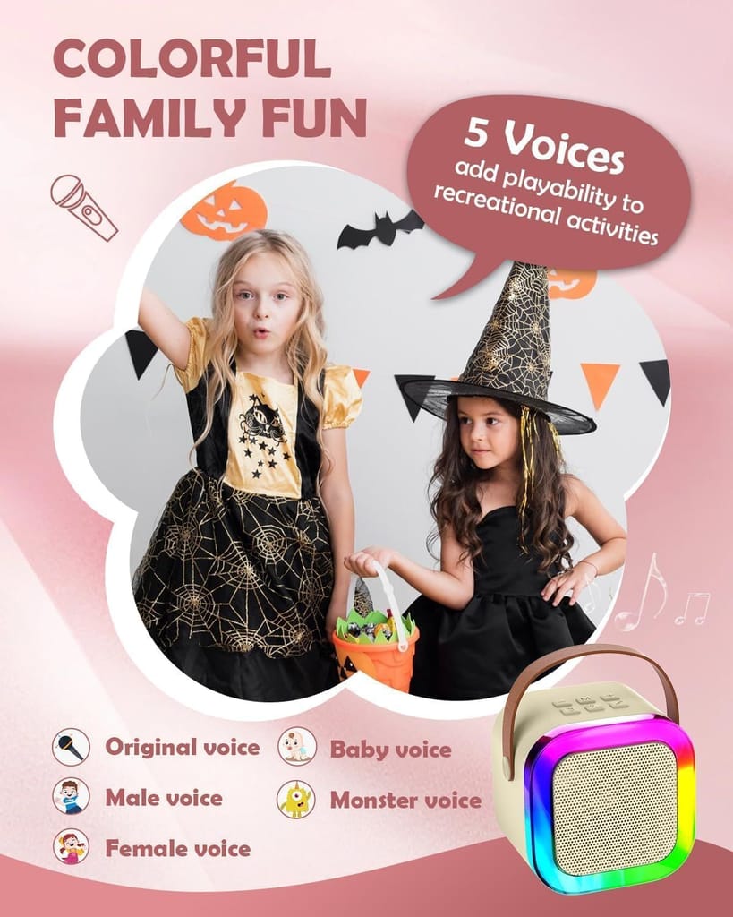 Portable Karaoke Speaker with RGB Lights and Wireless Microphone