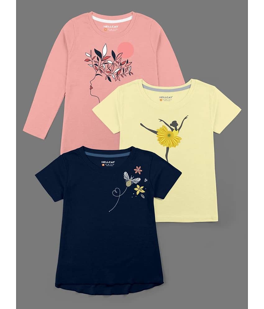 HELLCAT - Multicolor Cotton Blend Girls T-Shirt ( Pack of 3 )