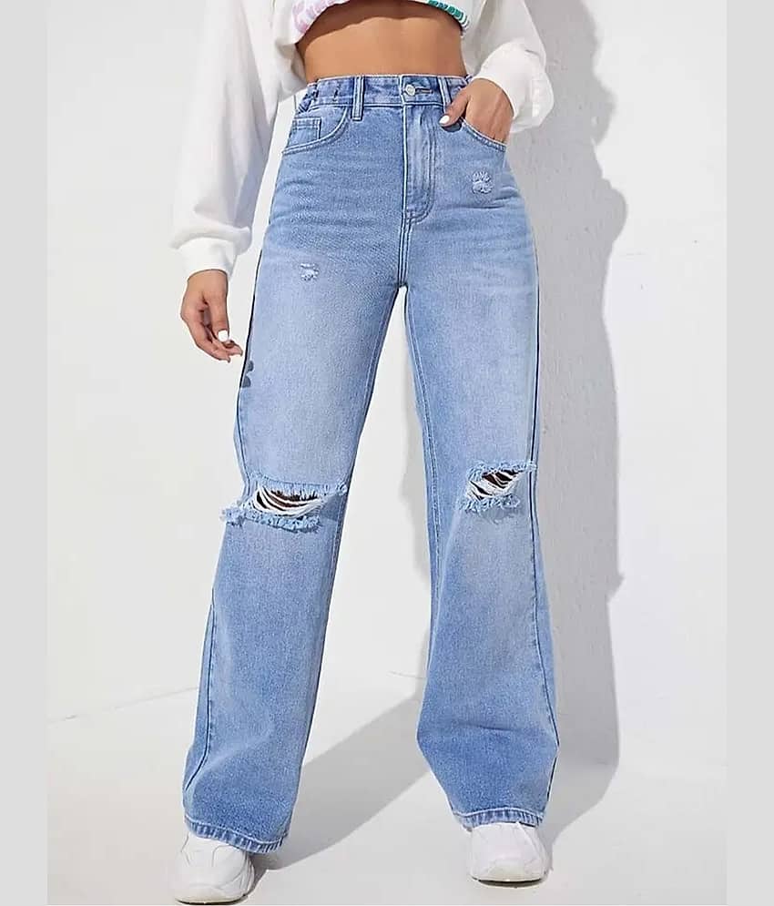 Gazal Fashions Women's Baggy High-Rise Jeans ( Ice Blue )