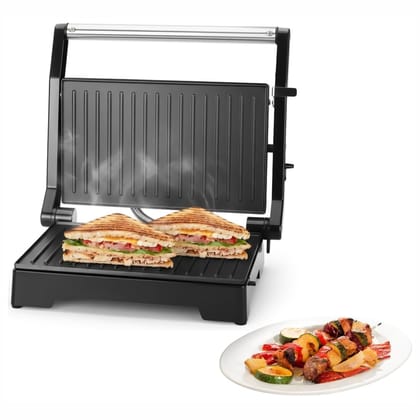 Baltra BTG-106 750 Watt Apetizer Toaster | Teflon Coating Non-Stick Crispy Sandwich Toaster, Over Heat Protection, Easy to Use & Clean, Compact & Multifunctional, Automatic Cut Off (Grey)