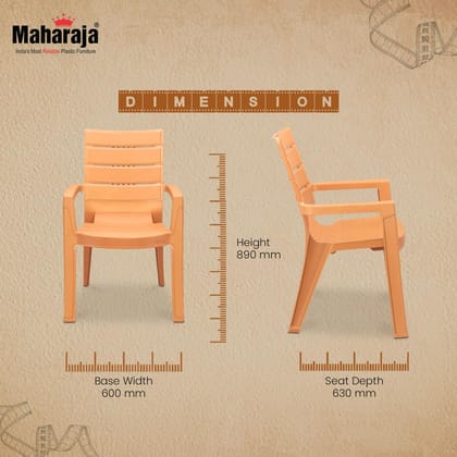 MAHARAJA 100% Virgin Plastic Premium Armrest Chair | Elegant Marble Finish | Ultra Durable & Stylish Living Room Chair