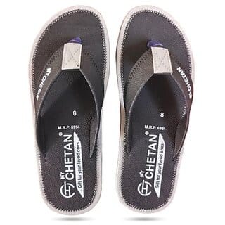 Men Printed Brown Thong Flip-Flops Men Printed Brown Thong Flip-Flops