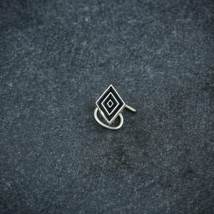 Black Diamond Shaped Silver Nose Pin