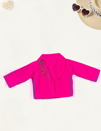 Girls 2 Pc Partywear Top [GT-486] [1-12Years]-1-2Y (Size - 18) / Hot Pink / Chiffon