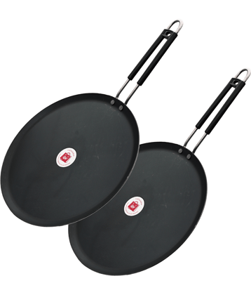 LAZYWINDOW Iron Flat Tawa ( Pack of 2 )