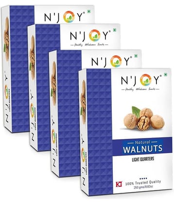 N'Joy Natural Light Quarters Walnuts Kernels (Without Shell) 250g x 4, 1 Kg