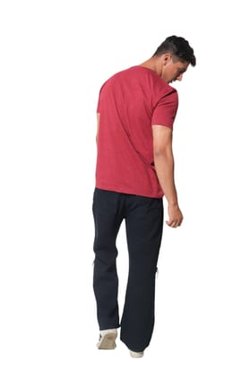 Kinnko Premium Cotton Mens Maroon Self Textured Plain T-Shirt
