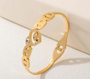 Stainless Steel Gold/Rosegold Plated Heart Shape Evil Eye Ka