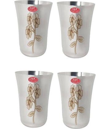 A & H ENTERPRISES - Daily & Regular Use Steel Glasses 300 ml ( Pack of 4 )
