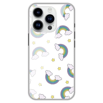 Rainbow With Clouds - Clear Printed Silicone Case For Apple iPhone Models-Apple iPhone 5S