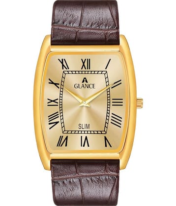 Aglance - Brown Leather Analog Men's Watch