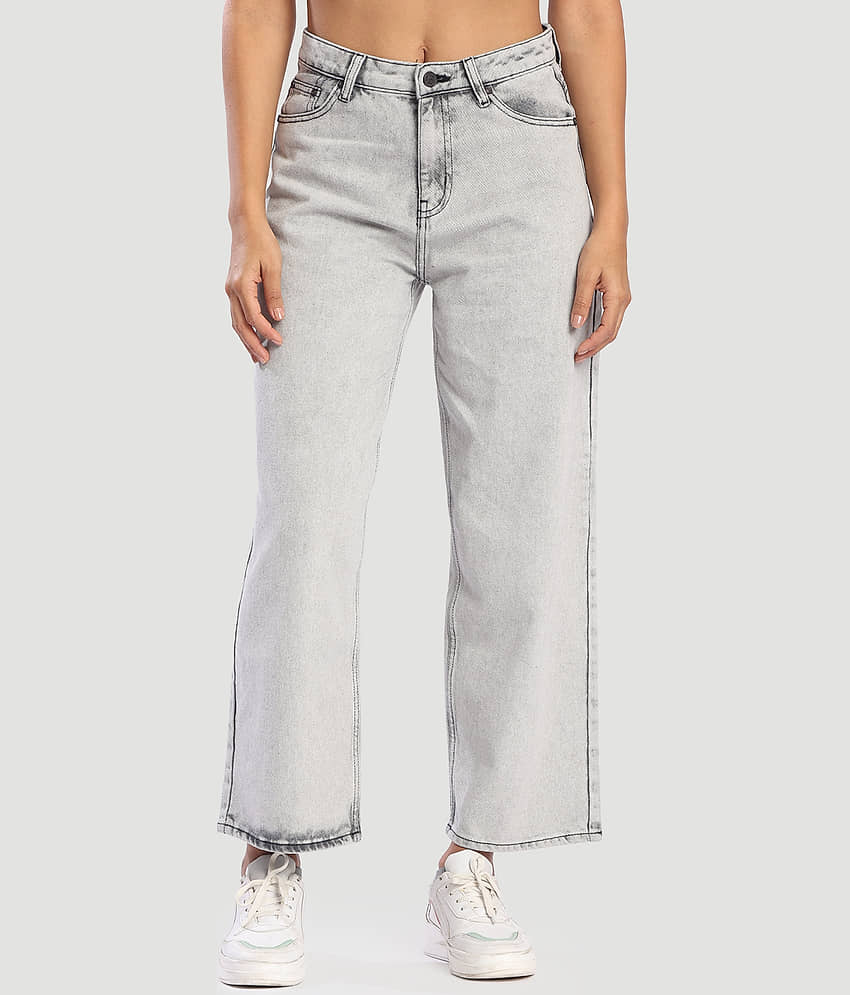 Bene Kleed Women's Baggy Fit Mid-Rise Jeans ( Light Grey )
