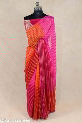 Multicolour zari line saree with designer zari blouse