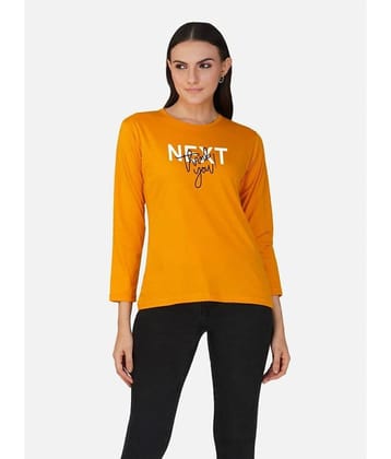 CHOZI Women Cotton Printed Regular Fit Round Neck T-Shirt ( Yellow )