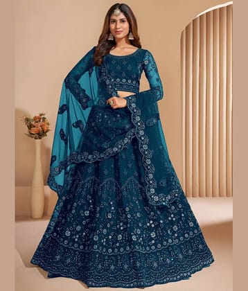 Keyura Blue Net Unstitched Semi Stitched Lehenga Single