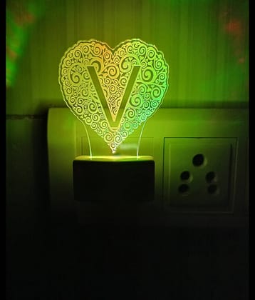 DIONA Night Lamp V Alphabet Heart Night Light Bedroom, Living Room, Kids Room
