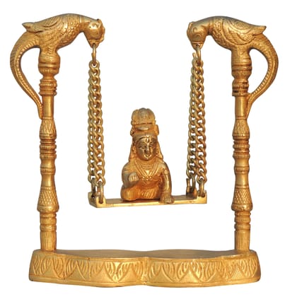 Brass Laddu Gopal Jhula Showpiece - Bal Krishna Statue, Height : 8 Inch (BSMAS1289 B)
