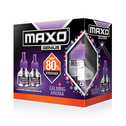 Maxo Genius Mosquito Repellent - 80% Stronger With Calming Aroma, 90 ml (Pack of 2)