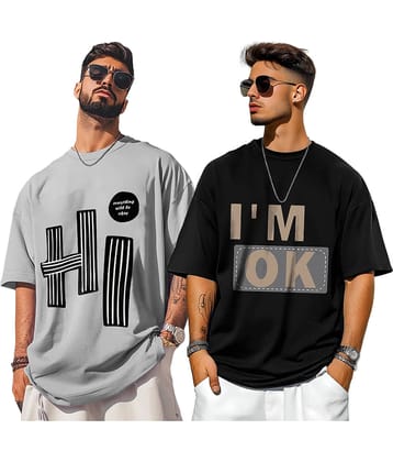 ENITOR Men Cotton Blend Oversized Fit Printed T-Shirt ( Multicolor6 )