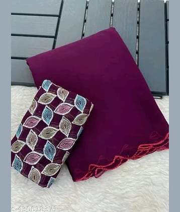 supalee Tex Georgette Solid Saree With Unstitched Blouse Piece ( Multicolor1 )