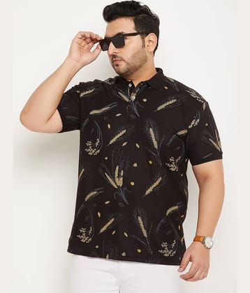 GET GOLF Pack of 1 Cotton Blend Regular Fit Printed Half Sleeves Men's Polo T Shirt ( Black )