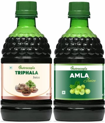 NUTROCOPIA Triphala Juice & Amla Juice To Boost Immunity Pack of 2 of 400 ML(800 ML)
