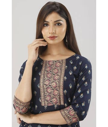 MAUKA - Navy Blue Straight Rayon Women's Stitched Salwar Suit ( Pack of 1 )