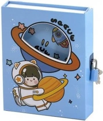 Eclet 1PC Cartoon Diary With Lock & Key Box For Boys/Girls Birthday Gifts For Kids A5 Gift Set Ruled Diary any random desingn will send 100 Pages  (Multicolor)