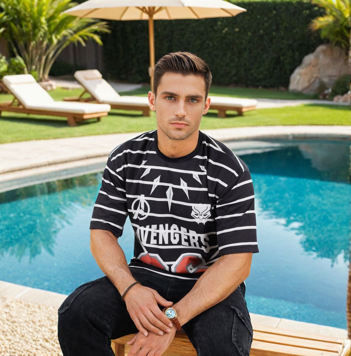 Black Avengers Oversized T-shirt for Men