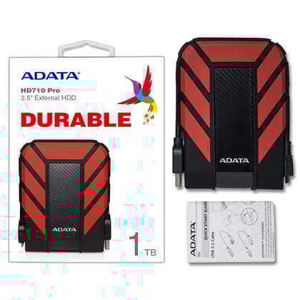 Adata AD710P 1TB External Hard Drive 3.5 Sata III IP65 Rating With Waterproof & Shockproof-Red