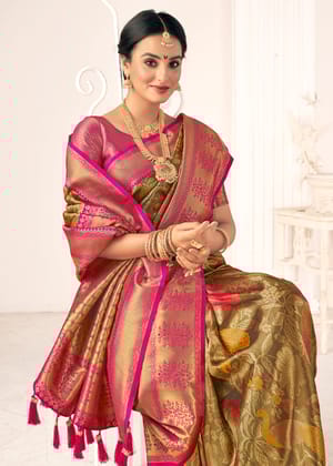 Classic Golden Woven Kanjivaram Silk Saree