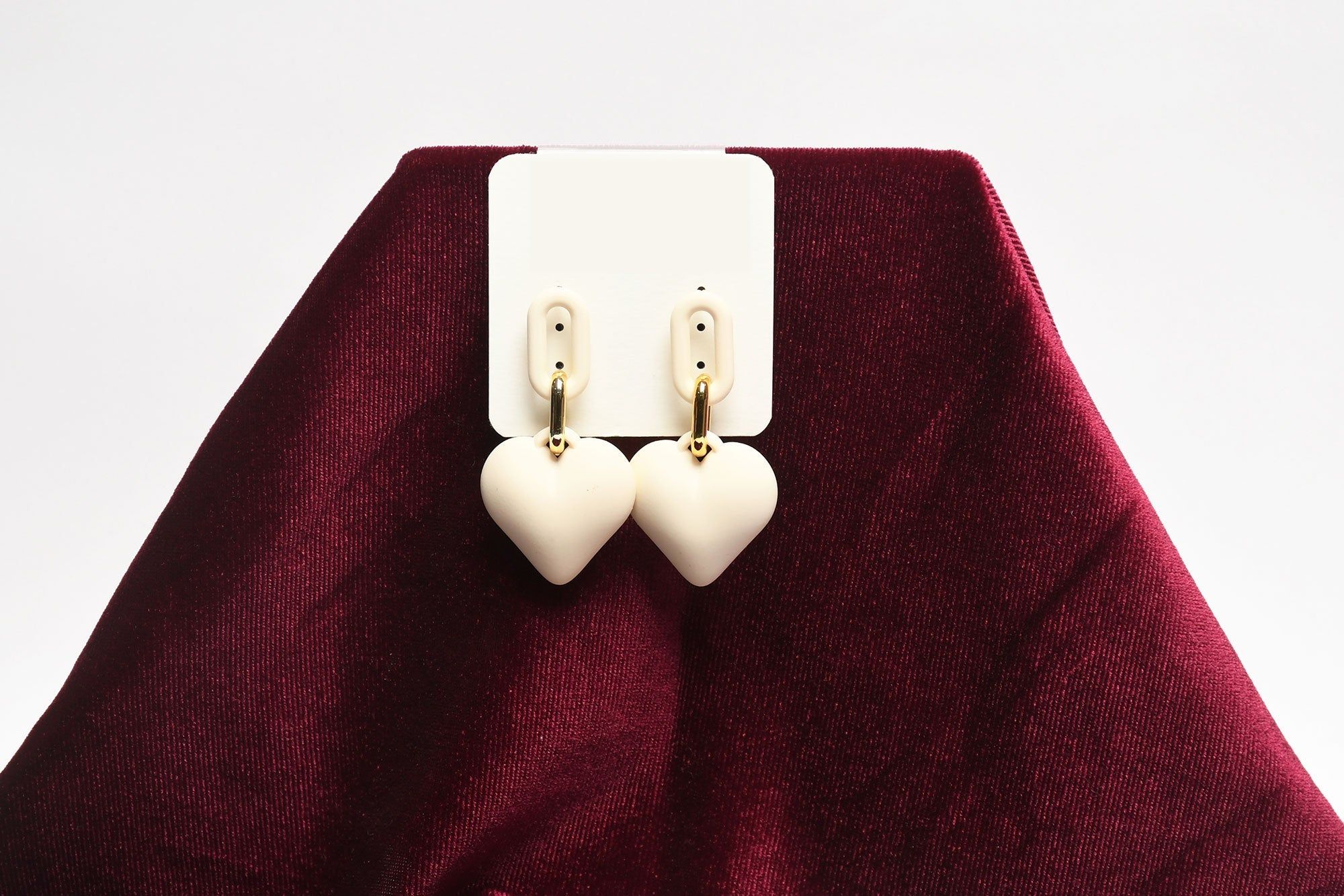 Candy Colors Big Heart Drop Earring-Pearl White