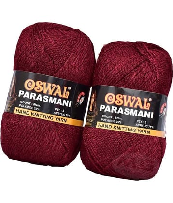 Represents Oswal 3 Ply Knitting  Yarn Wool,  Mehroon 400 gm Art-EHI
