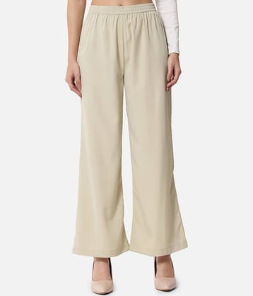 ALL WAYS YOU Beige Crepe Straight Women's Palazzos ( Pack of 1 )