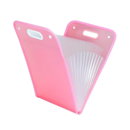 Storite 13 Pockets Vertical Expanding File Folder Accordion File Folder Organizer for A4 Size Letter Size Paper Document Holder Organizer (Pink)