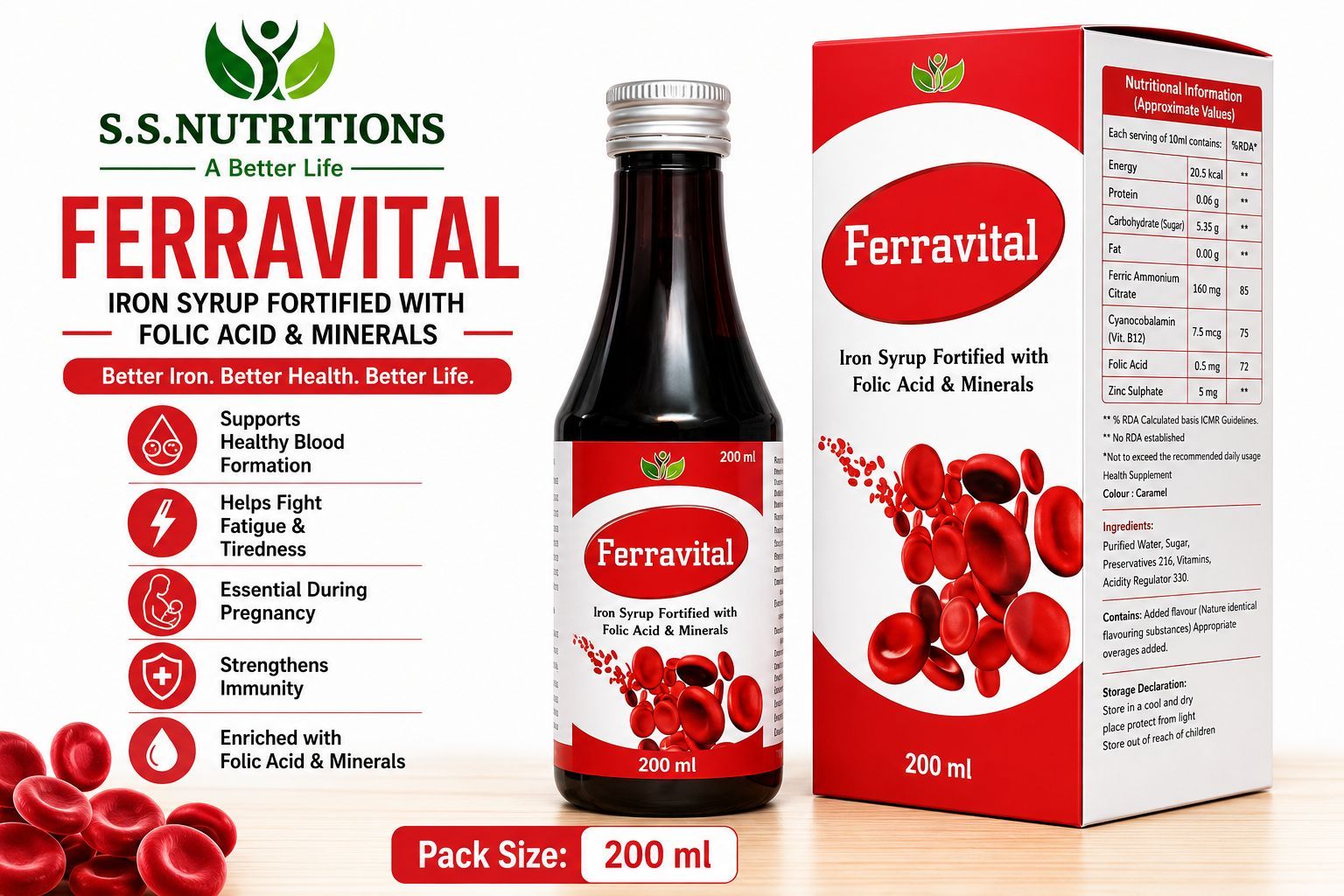 Ferravital Iron Syrup Bottle - 200ml 
