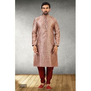 Raivat Ethnic Onion Pink Colour Jacquard Silk Brocade Kurta Pajama 1003
