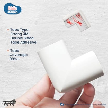 Kids Station Baby Safety Kit- 5 Meter Safety Strip + 8 Corner Guards + 4 Door Stoppers + 10 Child Safety Locks for Drawers, All-in-one Baby Proofing Kit (5 Meter Edge Protector Kit (White + White))