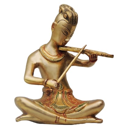 Brass Showpiece Rajasthani Violin Statue, Height : 8.5 Inch (BSMAS479 D)