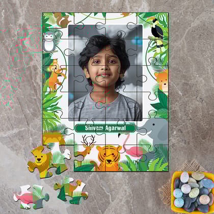 Custom Acrylic Photo Puzzle - Jungle Safari Design-Easy Peasy - 20 pieces