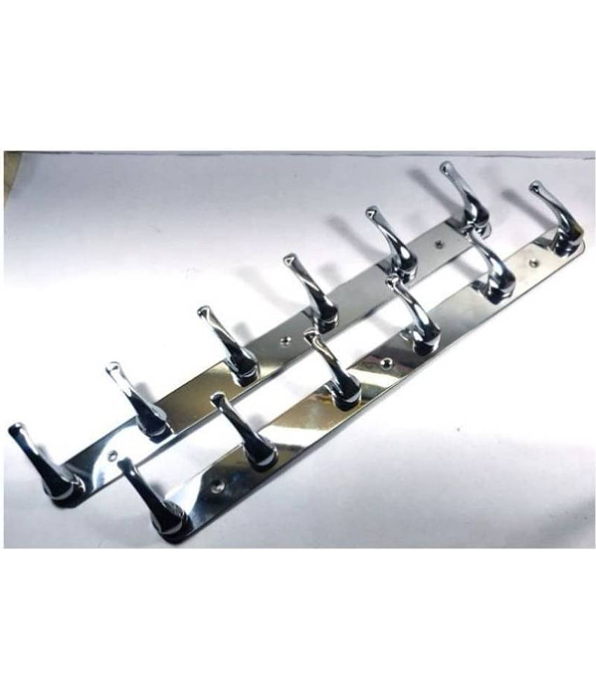 RR Collection Home Decor -Pack of 2- Stainless Steel 6 Pin Wall & Door surface mounted Hooks