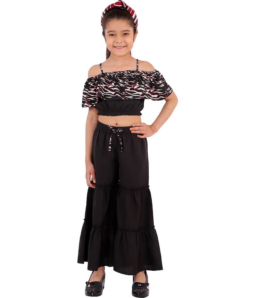 Kids Cave Girls Crepe Jumpsuit ( Pack of 1 , Black )